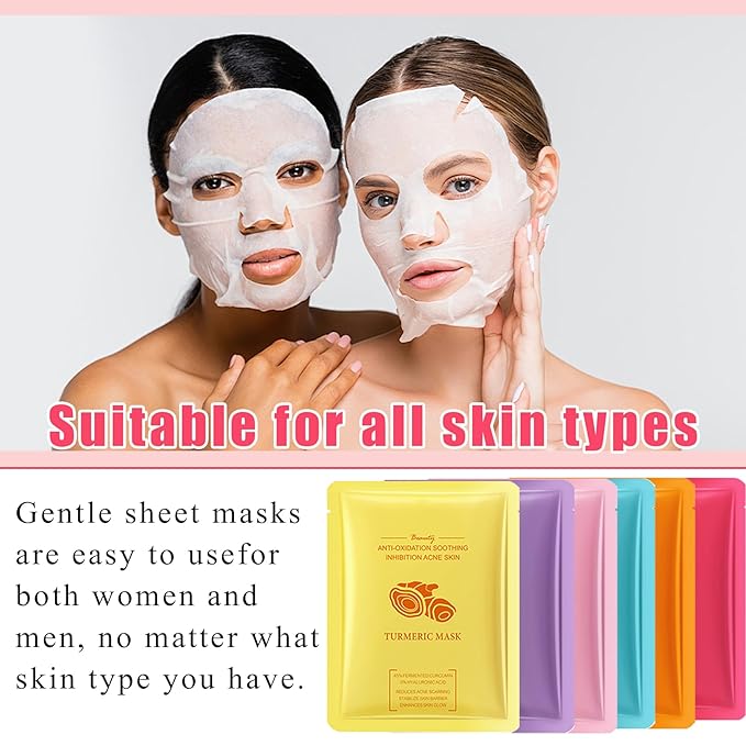 12 Combo Pack Moisturizing Face Sheet Mask, Soft Moisturizing Face Mask Sheets for All Skin Types, Long Lasting Gentle Hydrating Facial Mask Set