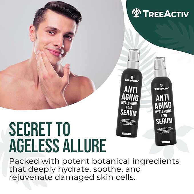 Anti-Aging Hyaluronic Acid Serum for Face 2 oz, Hydrating Wrinkle Repair for Skin Care, Pure Hyaluronic Acid Face Serum for Women, Oil-Free Anti-Aging for Advanced Skin Repair TreeActiv