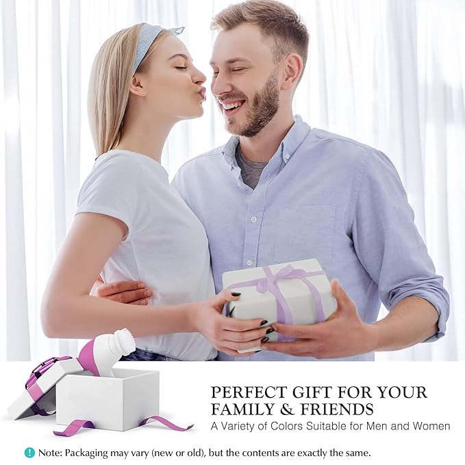 COSLUS Facial Cleansing Brush Silicone Face Scrubber: 2 in1 FBS-D Electric Exfoliating Device Waterproof Deep Cleaning Exfoliation Rotating Spa Machine - Electronic Skincare Wash Spinning System