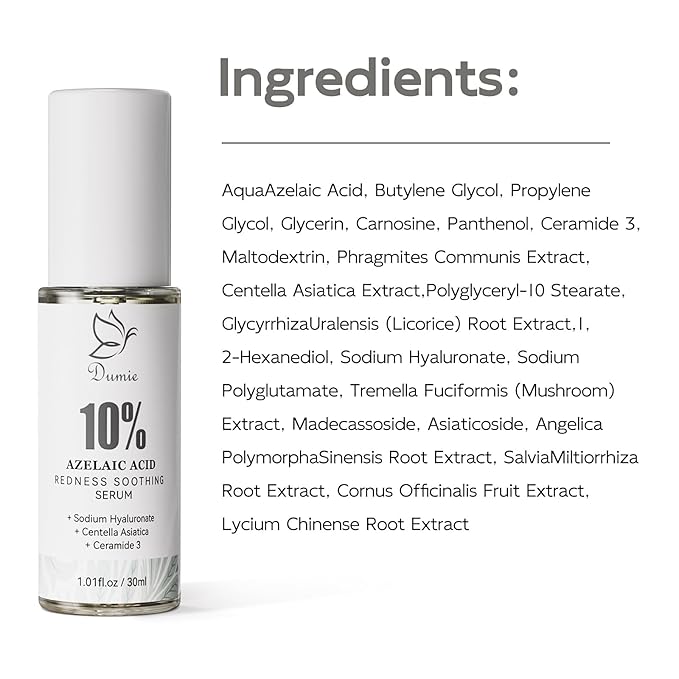 Azelaic Acid Serum 10%, Azelaic Acid For Face With Centella Asiatica Serum For Redness and Uneven Skin Tone, Hyaluronic Acid & Ceramide 3 – Soothes & Clears Pores For Sensitive Skin, 1.01 fl oz