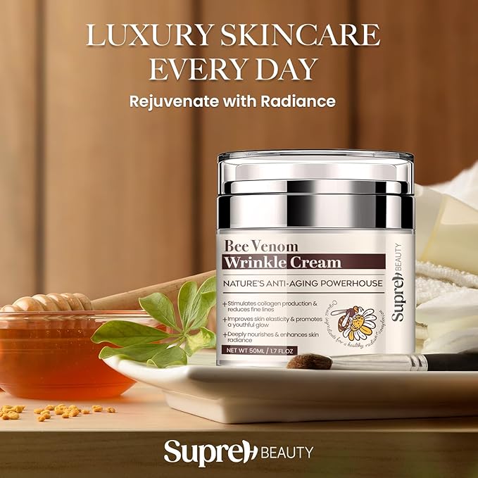 Bee Venom Wrinkle Cream: Bee Venom Skin Treatment Cream Restoration with Hyaluronic Acid Niacinamide and Peptides - for fine lines and face firming 50ML