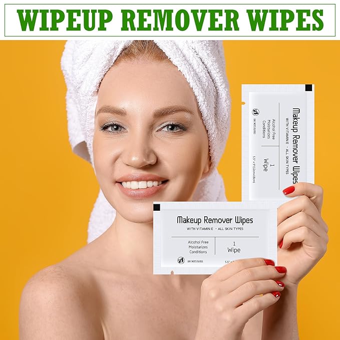150 Pcs Makeup Remover Wipes Bulk Waterproof Makeup Wipes Individually Wrapped Face Wipes for Women Gentle Facial Cleansing Towelettes for Travel Hotel Skin Mascara Lipstick Oil Dirt (White)
