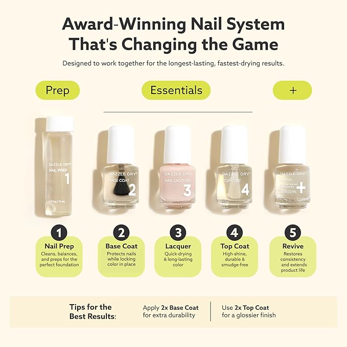 Dazzle Dry Mini Kit 4 Step System - Heart's Caress, a medium dusty rose. Full coverage cream. (5 Piece Kit / 5 Manicures)