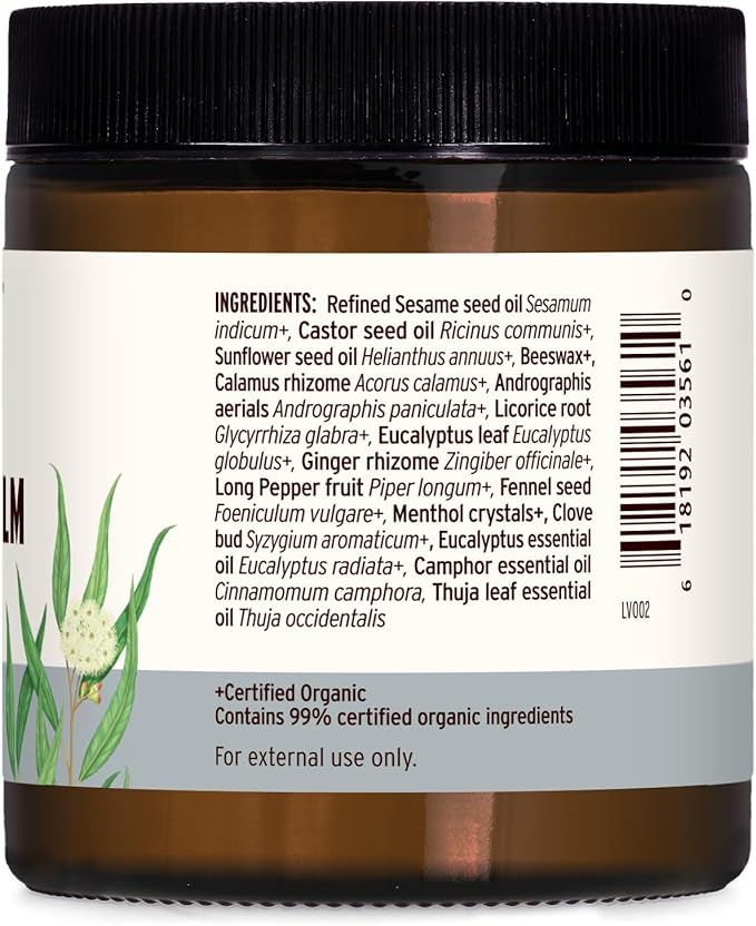 Banyan Botanicals Breathe Free Balm – 99% Organic, Natural Chest Rub with Eucalyptus & Menthol Crystals – for Respiratory Relief & Easy Breathing – 4 oz. – Non GMO Sustainably Sourced Vegetarian