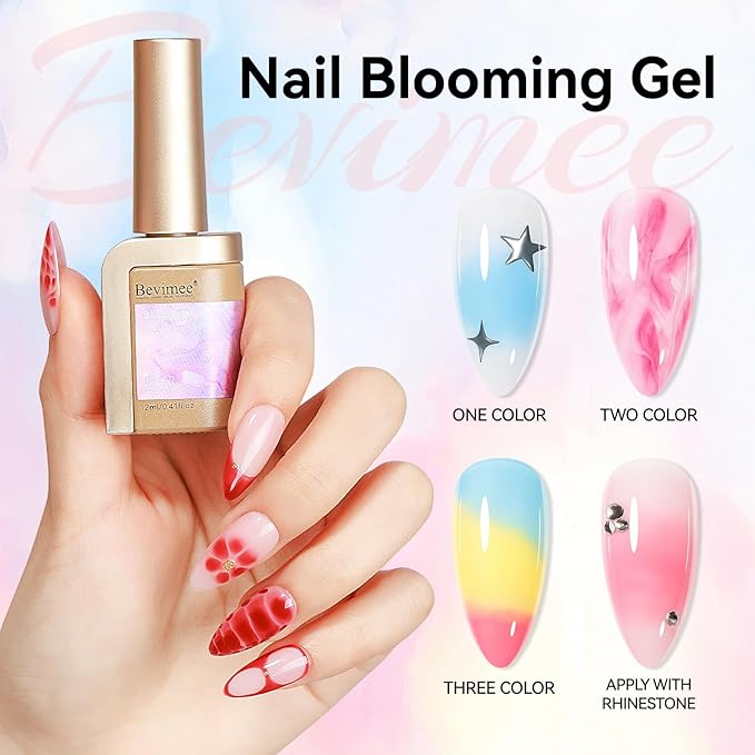 Blooming Gel Nail Polish Clear for Spreading Effect UV Blooming Gel Soak Off Marble Nail Art Polish Print Manicure DIY At Home