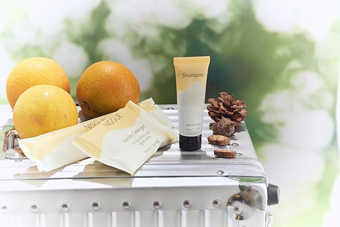 100 Pack Bulk Shampoo and Conditioner 2 in 1 Travel Size Toiletries 1 Oz Each Individually Wrapped Hotel Supplies and Toiletries for Guest