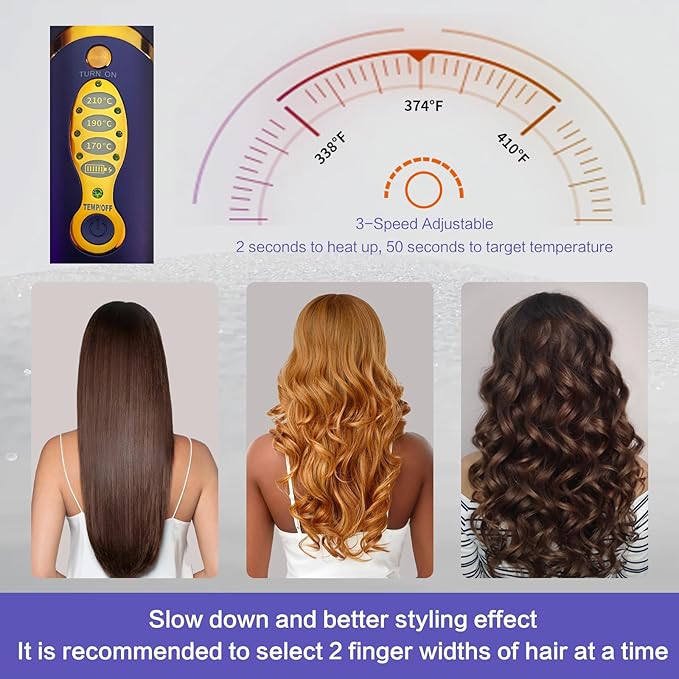 Cordless Hair Straighteners 5000 mAh Long Range Titanium Portable Flat Iron Wireless Mini Hair Straightener 2 in 1 for Straightening and Curling Travel Straightener max. 210℃/410℉ Heats Up in Seconds