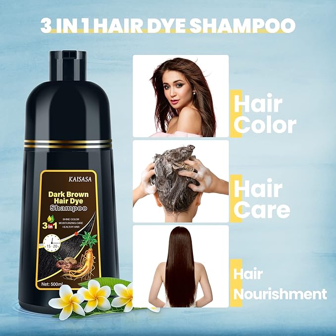 Bablabear Hair Mask Treatment for Dry Damaged Colored Hair and Dark Brown Hair Dye Shampoo 3 in 1 Bundle Set