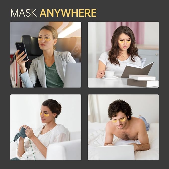 24 Pairs 24K Gold Under Eye Patches Face Masks Dark Circles Puffy Eye Bags Collagen Skincare Spa Trip Gift Eye Mask