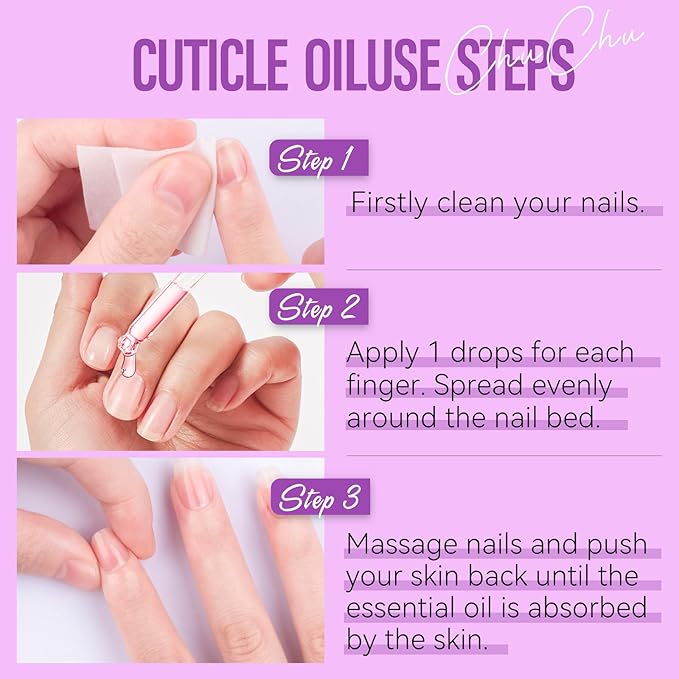 CHUCHU Organic Cuticle Oil for Nails: Blueberry Jojoba Nail Oil with Vitamin B & E - Moisturizes, Repairs, and Promotes Nail Growth - Prevents Dryness, Hangnails, and Chapped Skin 15ML