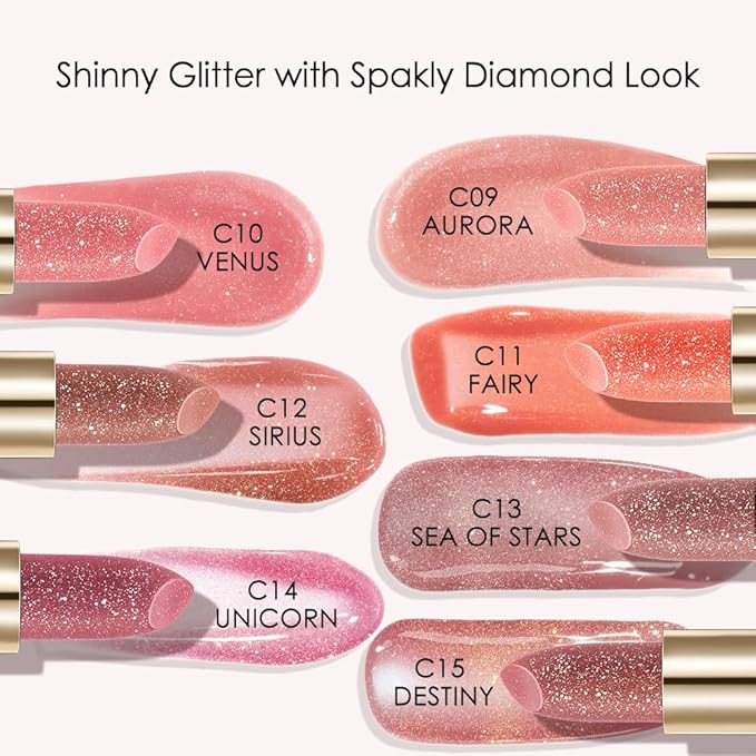 CATKIN Tinted Lip Balm Glitter Lip Stain Ultra Hydrating Lip Moistrurizer Lip Care with Vitamin E Nourishing For Cracked & Dry Lips 0.12 oz C09 Aurora - Light Pink