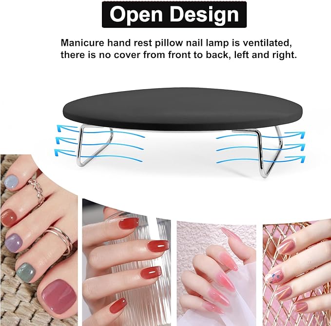 2 in 1 Nail Lamp & Hand Rest,Soft Nail Arm Rest with Gel Light,48W LED Nail Curing Lamp Dry Fingernails Toenails Gel Polish,Home Manicure Salon Tool (Black)