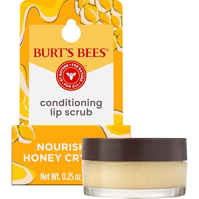 Burt's Bees Conditioning Honey Lip Scrub, Mothers Day Gifts, Exfoliates & Conditions Dry Lips, with Honey Crystals, Use with Overnight Intense Treatment, Natural Origin Care, 0.25 oz.