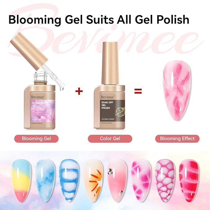 Blooming Gel Nail Polish Clear for Spreading Effect UV Blooming Gel Soak Off Marble Nail Art Polish Print Manicure DIY At Home