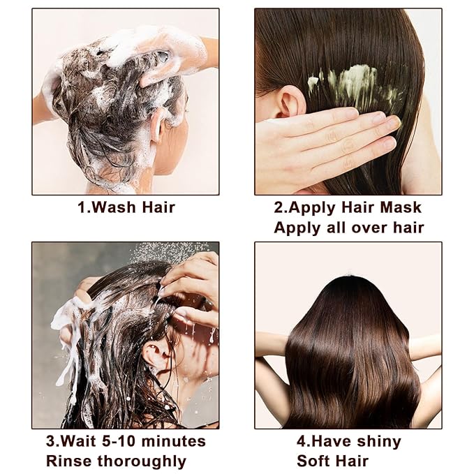 Collagen Hair treatment for Damaged Hair - 500ml Hair Collagen Mask Keratin Hair Mask Protein & Coconut Oil Deep Repair Conditioning Argan Oil Treatment for Curly or Straight Thin Fine Hair (500ml)