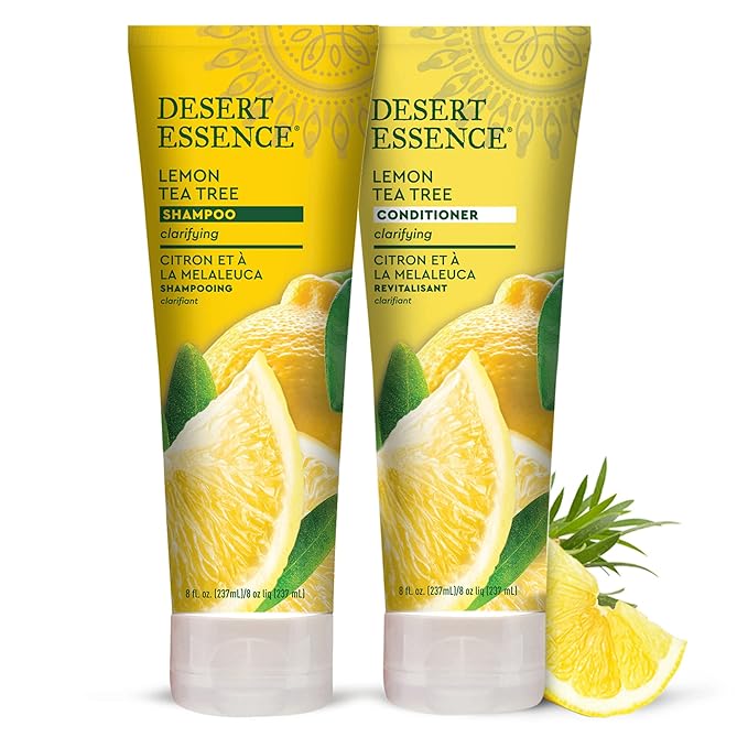 Desert Essence Lemon Tea Tree Shampoo - 8 Fl Ounce - Removes Excess Oil - Revitalizes Scalp - Strengthens & Protects Hair - Maca Root Extract - Soft, Smooth & More Manageable