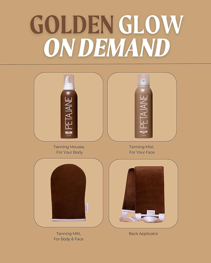 Bronzing Mitt and Medium Tanning Mousse - Made in the USA - Sunless Tanner for a Natural Glow