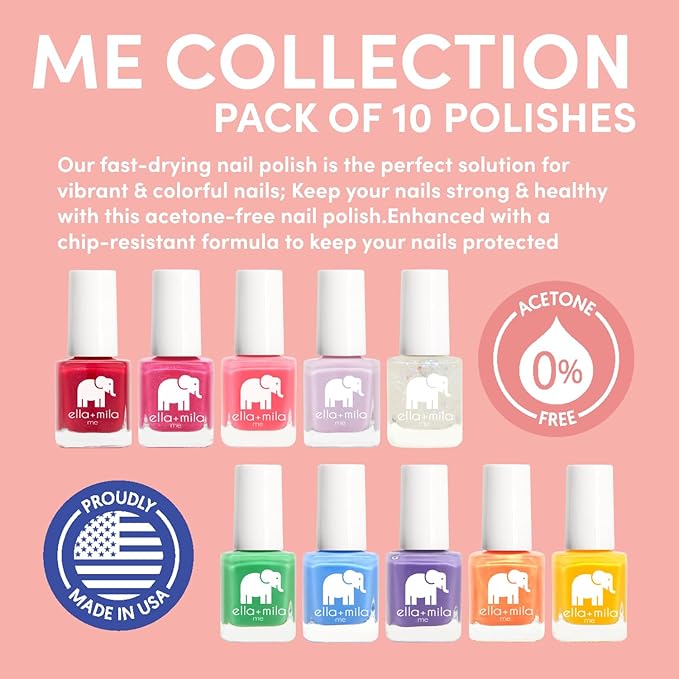 ella+mila Professional Nail Polish Set - Quick Dry Nail Polish - Long-Lasting & Chip Resistant (Me Collection - 10 Pack - 0.24 fl oz each)