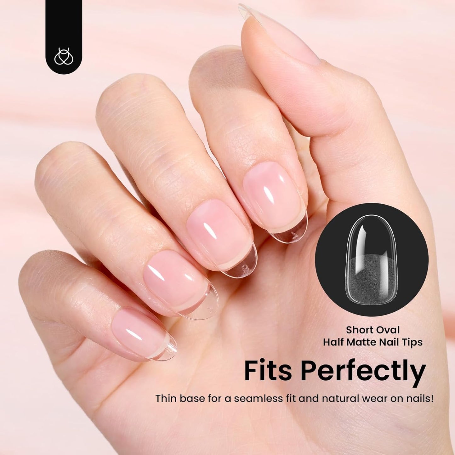 Beetles Gel Nail Tips Short Oval 576Pcs, 12 Sizes Pre-Shaped Half Matte Press On Nails Gelly Tips False Nails for Gel Full Cover False Nails Home DIY Nail Salon Gifts for Girls Women