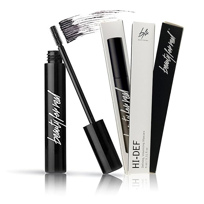 Beauty for Real Hi-Def Mascara, Just Black - Set of 2 - Defining & Volumizing Lash Definer - Humidity & Smudge Proof - Micro Brush Ensures Versatile Application - 1.5 oz
