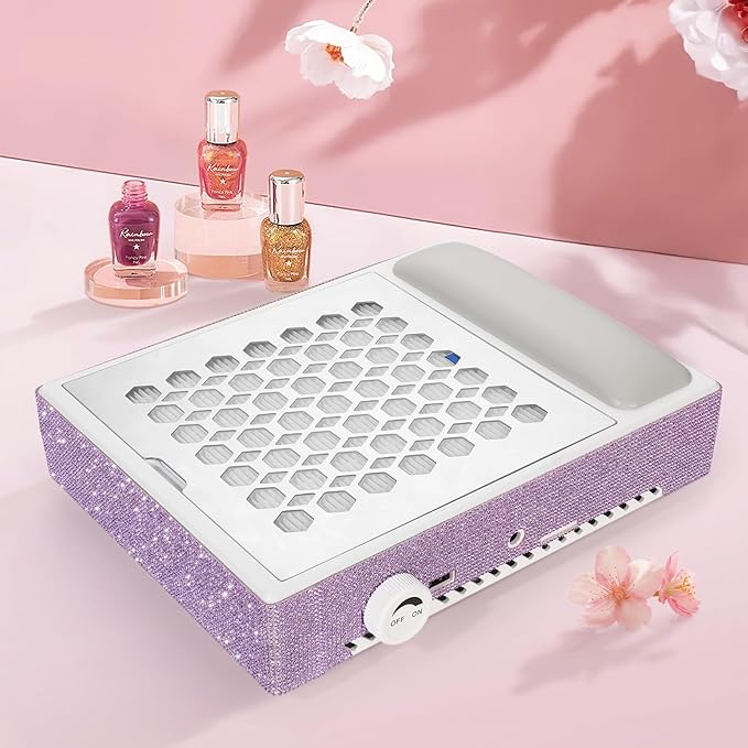 Cordless Nail Dust Collector,Brushless Turbo Fan Dust Collector Nail Tech 30pcs Cotton Filter,Rechargeable Dust Suction Machine for Acrylic Gel Polish Manicure at Salon&Home
