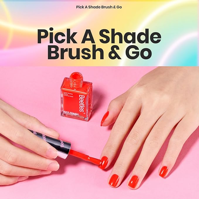 Beetles Quick Dry Nail Polish Set - Glitter Neon Nail Polish Kit 12 Colors Pink Green Blue Yellow Red Regular Air Dry Fingernail Polish Pack for Women Gift Beetles 12 ColorsS