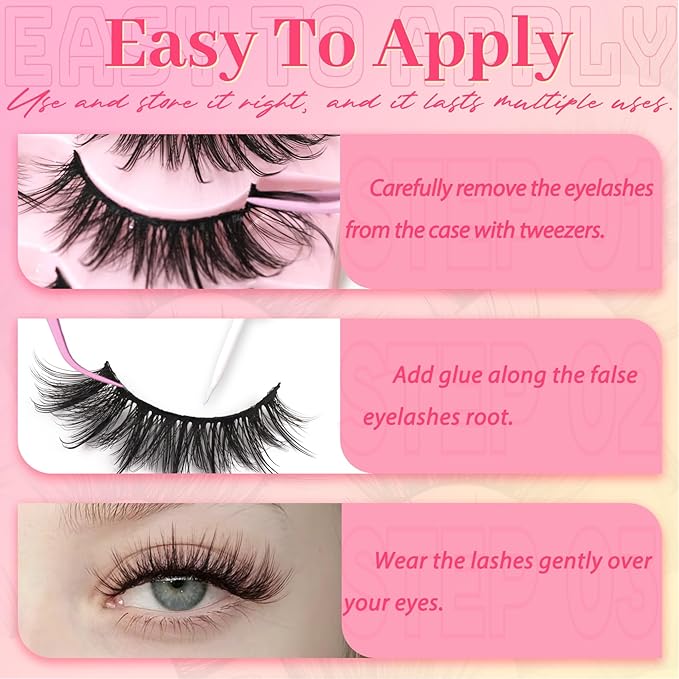 Ahrikiss Lashes Wispy Eyelashes Fluffy False Eyelashes Spiky & Long Manga Lashes CC Curl Faux Mink Lashes Natural Look 5D Volume Fake Eyelashes Anime Strip Lashes 14 Pairs Pack (Spike01)