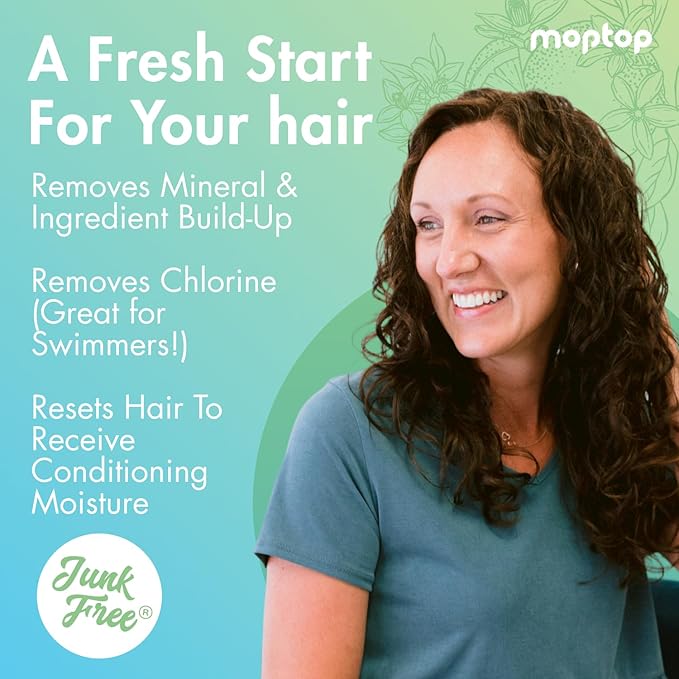 MopTop Detox Shampoo – Scalp Clarifying Shampoo for Build Up, Hard Water, Dirt & Oil, Sulfate & Paraben Free Hair Care for All Hair Types – Thin, Straight, Wavy, Curly & Coily (Citrus Medley, 8oz)