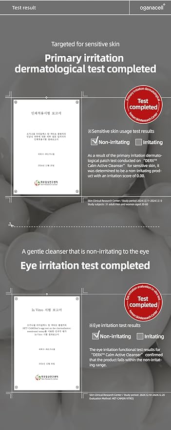 DERX Facial Cleanser for Sensitive & Oily Skin – Calm Cleansing Foam with Plant Tannin, Redness Relief & Oil Control, Oxygen Bubble Technology, Korea Skincare