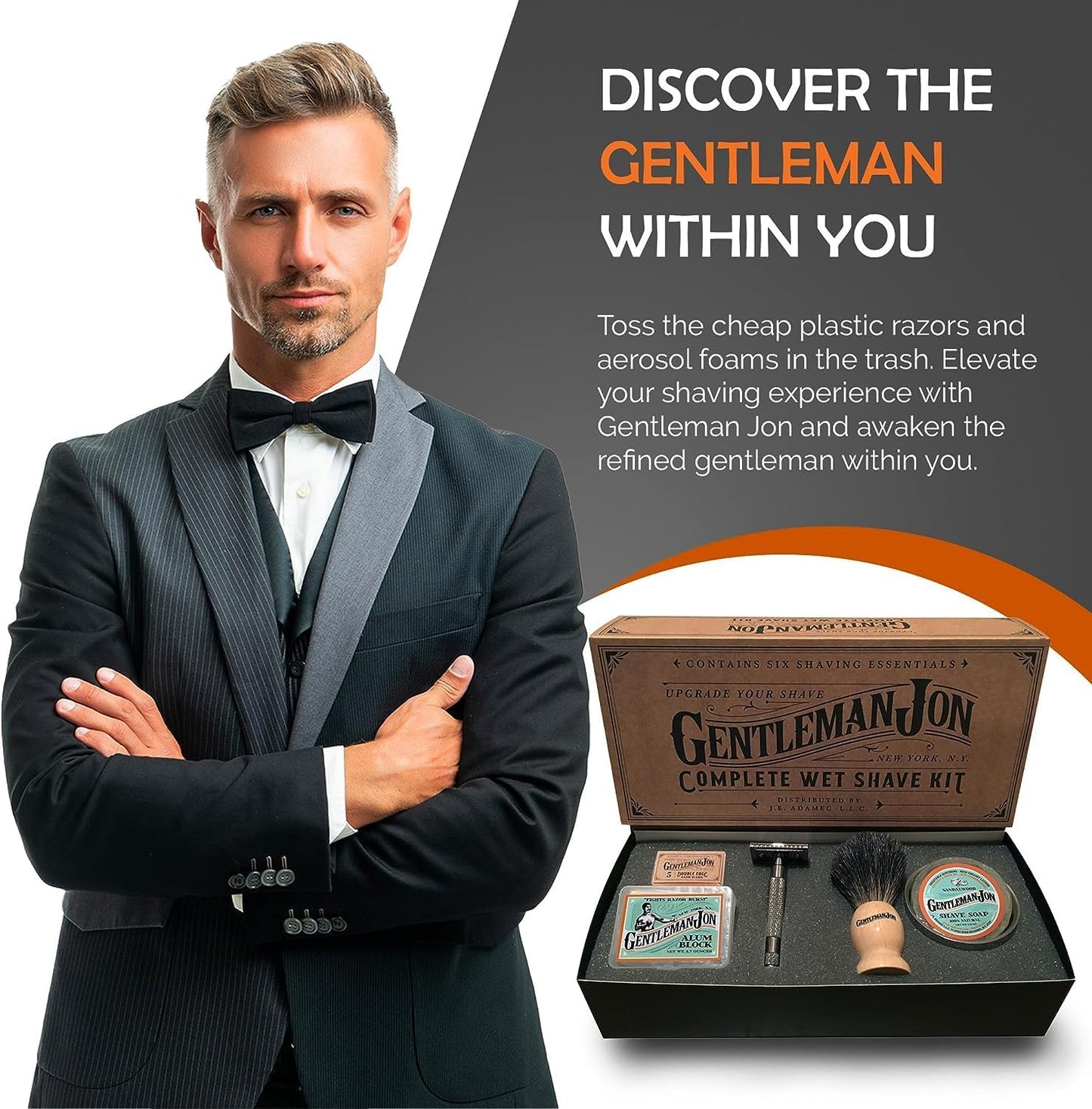 Deluxe Shaving Collection - Safety Razor Shaving Kit & 50-Pack Platinum Double Edge Razor Blades - Complete Wet Shave Set for Men - Effortless, Smooth, and Comfortable Shaves