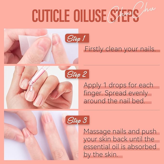 CHUCHU Organic Cuticle Oil for Nails: Pomegranate Jojoba Nail Oil with Vitamin B & E - Moisturizes Repairs and Promotes Nail Growth - Prevents Dryness Hangnails and Chapped Skin 15ML