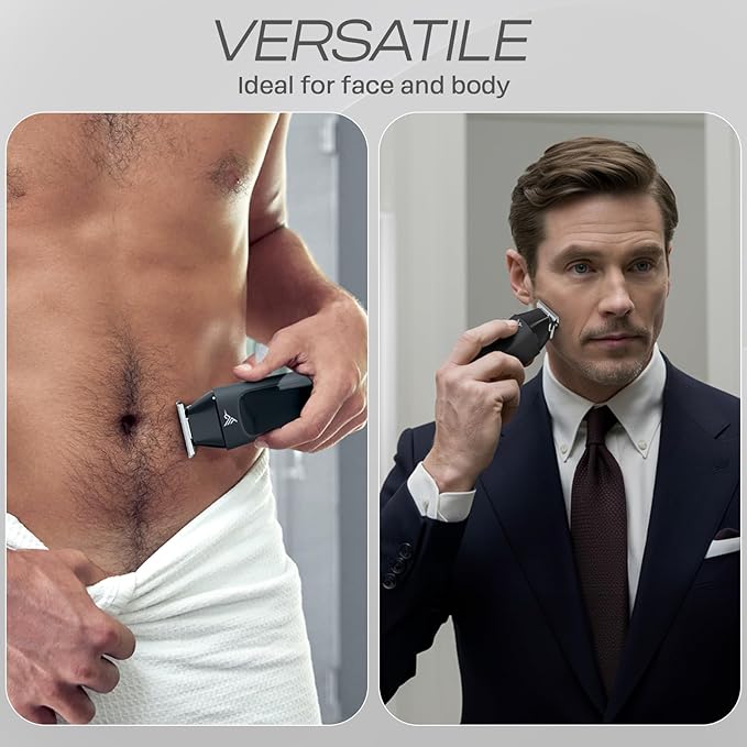 HUMMINGBIRD™ MK1 Compact Trimmer – Portable Electric Beard & Body Hair Trimmer for Men, Cordless USB-C Rechargeable, Face & Body Groomer, Travel Shaver, Travel Pouch, Great Gifts for Men, Dad, Husband