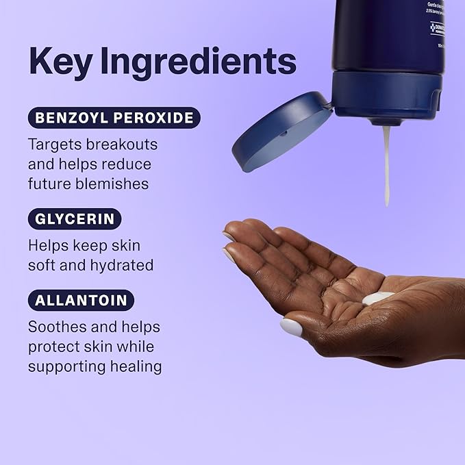 Curology Acne Facial Cleanser Treatment, 2.5% Benzoyl Peroxide Face Wash, For Oily and Acne Prone Skin, Milky Gel Texture, Fragrance Free, 5.07 fl oz