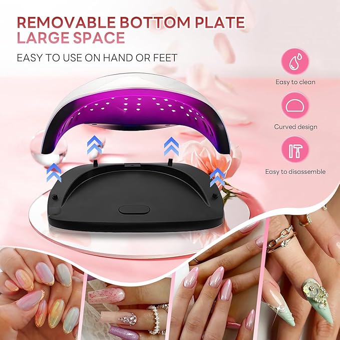 280W UV LED Nail Lamp, Nail Dryer for Gel Polish with 66pcs Lamp Beads and Automatic Sensor 4 Timer Setting Professional Nail Art Tools
