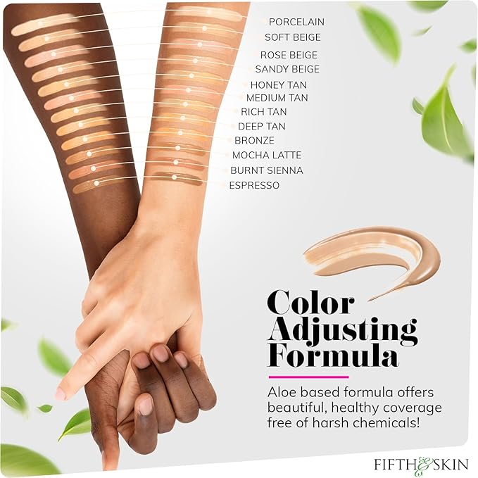 Fifth & Skin: Better’n Ur Skin Liquid Foundation (RICH TAN) - Natural, Organic, Vegan, Cruelty-Free - Gluten-Free Beauty with Buildable Coverage and Palm-Free Luxury - 1 oz