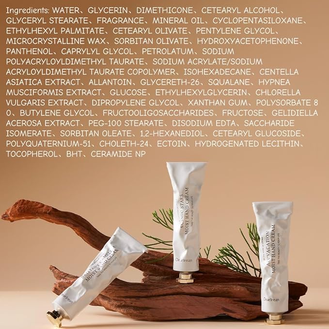 Dear Irean Fragrance Moist Hand Cream for Dry Cracked Hands with Multiple Hydrating Extracts and Long Time Lasting Moisturizing, Available In All Seasons, 1.18 Oz Tube (AIX'VACATION)