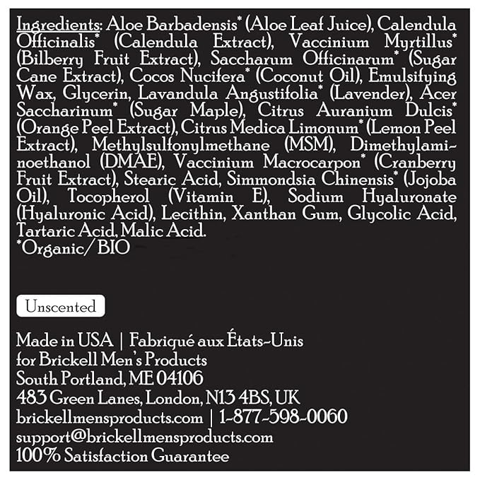 Brickell Men's Instant Relief Aftershave for Men, Natural and Organic Soothing After Shave Balm to Prevent Razor Burn 2 Ounce, Unscented