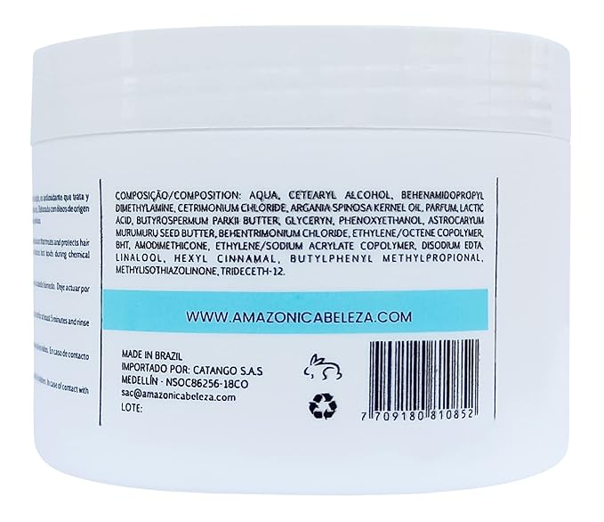 AMAZONICA BELEZA Argan Oil Hair Mask for Intense Moisturizing and Nourishment, Hydrate & Repair Moisture Hair Mask for Dry Hair, Mascarilla Hidratante con Vitamina E,10. Oz