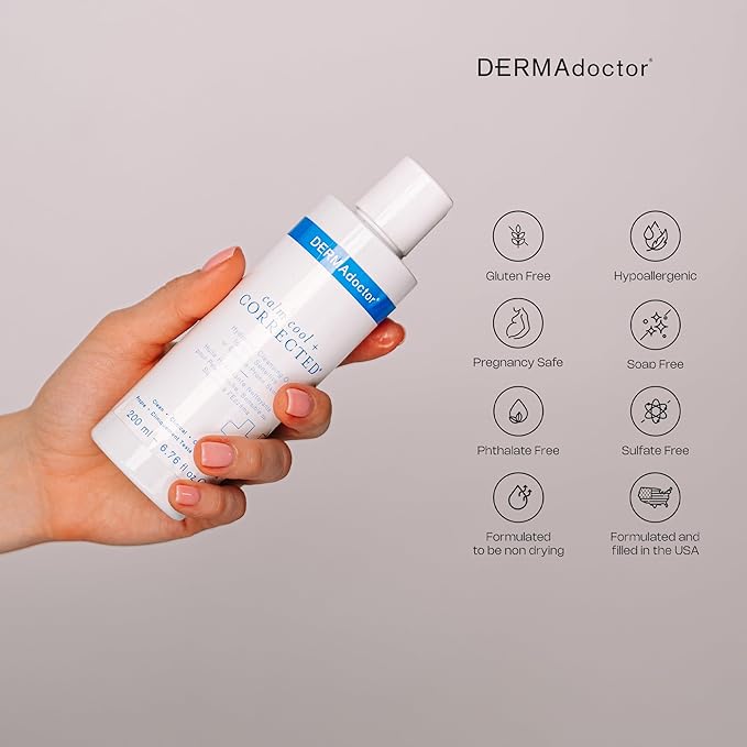 DERMAdoctor Jojoba Oil for Face Wash – Gentle Face Cleansing oil Makeup Remover for Sensitive Skin – Unscented Dermatologist Tested Hydrating Cleanser with Jojoba & Hibiscus Extract, 6.67 fl oz