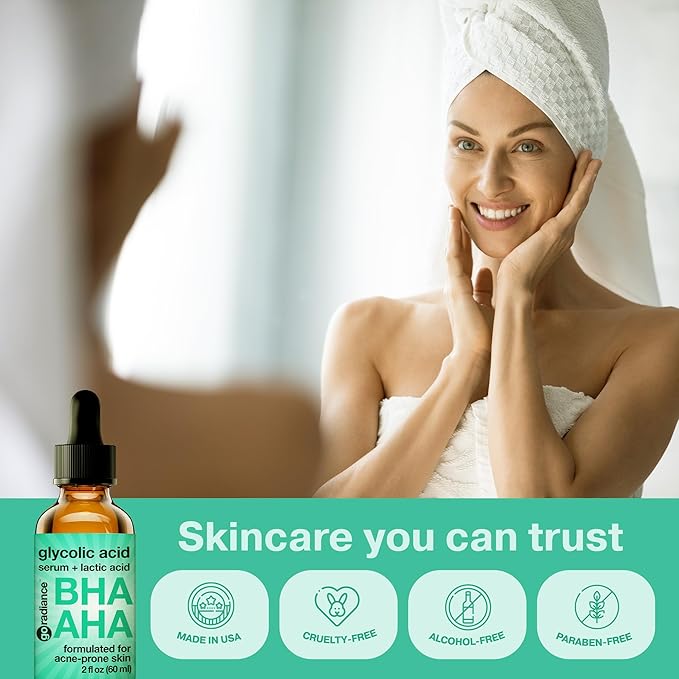 2X Bigger 2oz Glycolic Acid Exfoliant, 5% AHA BHA Serum with Salicylic & Lactic Acid for Acne-Prone Skin, Gentle Peel for Oil Control & Pore Refining