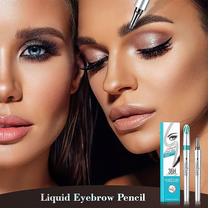 3D Waterproof Microblading Eyebrow Pen 4 Fork Tip Tattoo Pencil, Long-Lasting Brow Microfilling Eyebrow Pen, Easy to Use Microblade Eyebrow Pencil Eyebrow Brush (Reddish Brown)