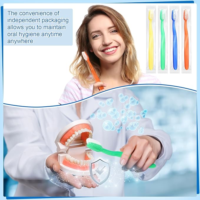 400 Pcs Prepasted Disposable Toothbrushes Bulk Individually Wrapped Pre Pasted Soft Bristle Set Travel Colorful Toothbrushes for Homeless Gift Hotel Camping Travel