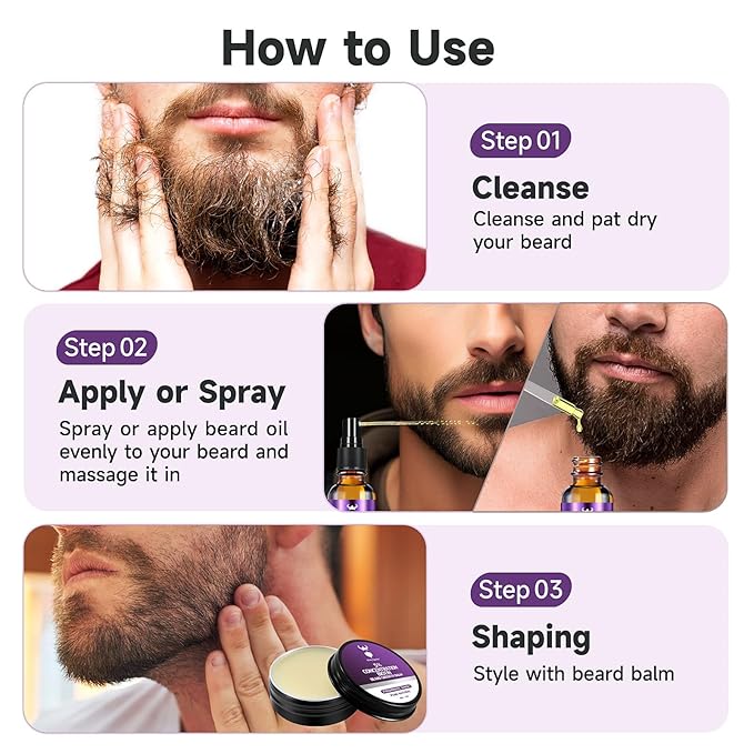 Beard Growth Kit - 5% Concentration Biotin Beard Oil for Men (2 oz) - Natural Mens Beard Oil with Argan Oil, Jojoba Oil and Vitamin, Beard Growth Softener, Moisturizer (Passionate Sunset)