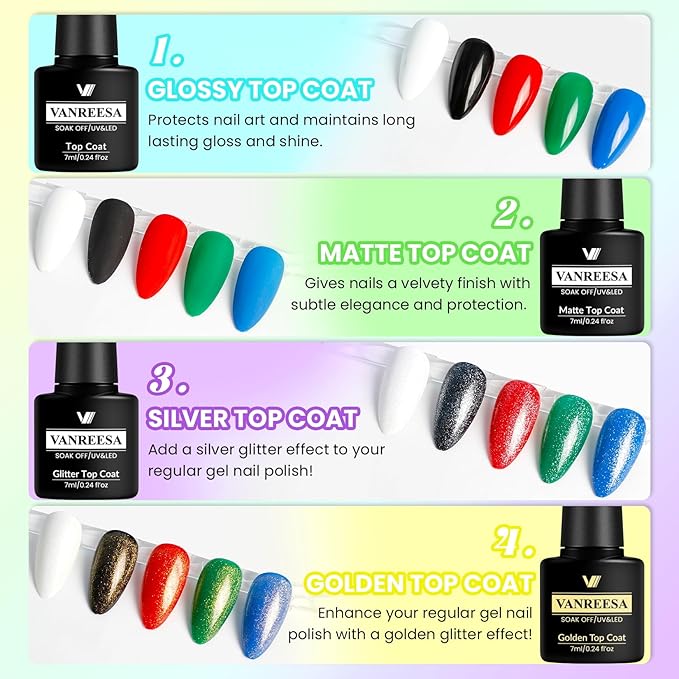 VANREESA Gel Nail Polish Kit with U V Light 52 Pcs Gel Polish Nail Set 36 Colors Nail Polish Set + Base and 3 Effects Top Coat with Manicure Tools Complete DIY Nail Kit Gifts for Women Girls