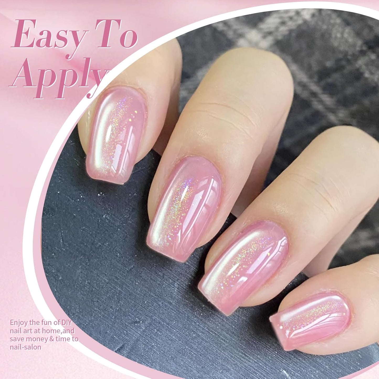 BORN PRETTY Pink Cat Magnetic Eye Gel Nail Polish Rainbow Holographic Moonlight Glass Magnetic Gel Nail Polish 15ML