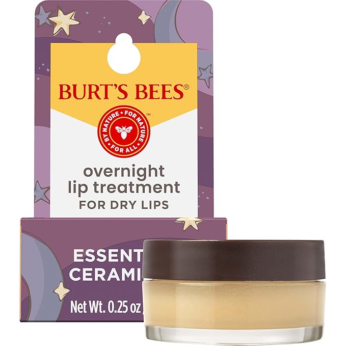 Burt's Bees Original Overnight Intensive Lip Treatment, Mothers Day Gifts, Moisturizing, Restorative, Reduces Fine Lines, Vitamin E, Ceramides Oils, Natural Origin Lip Care, 0.25 Oz.