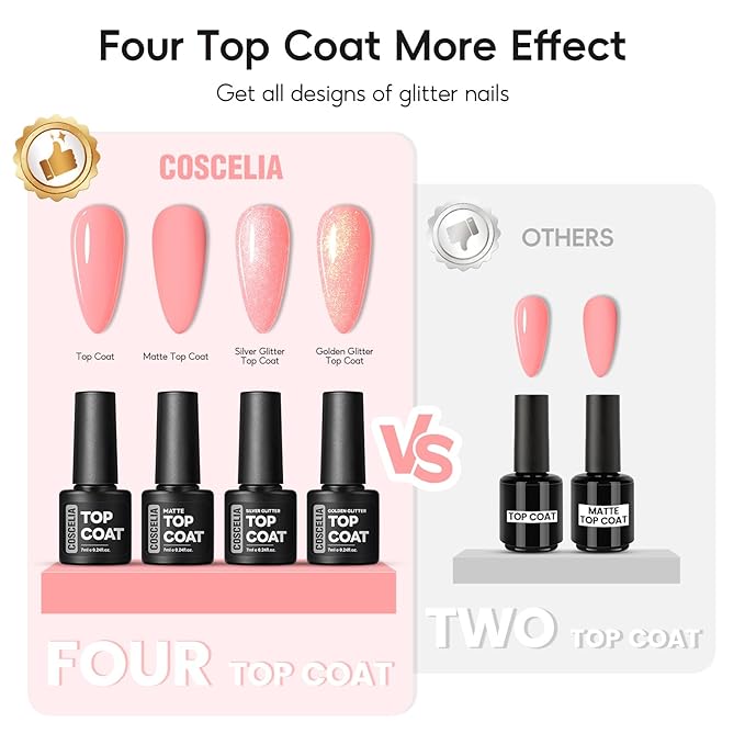 COSCELIA 40PCS Gel Nail Polish Set, 7ml 35 Colors Gel Polish with 5pcs Top and Base Coat Nude White Pink Red Green Blue Summer Colors All Seasons Nail Art Manicure Starter Kit at Home Gifts for Women