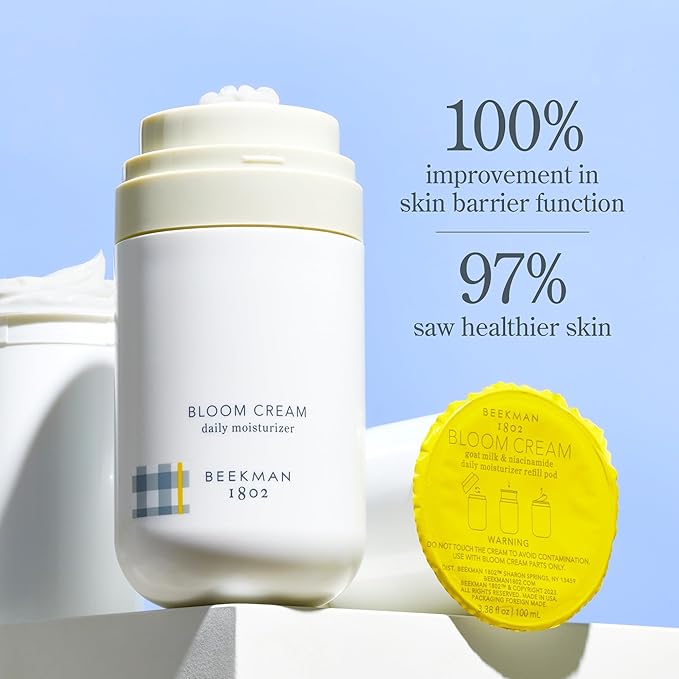 Beekman 1802 Bloom Cream Goat Milk Face Moisturizer Jumbo Refill Pod, 3.38 fl. oz. - Lightweight, Gentle, Deeply Hydrating & Nourishes Skin Barrier - All Skin Types - Cruelty Free
