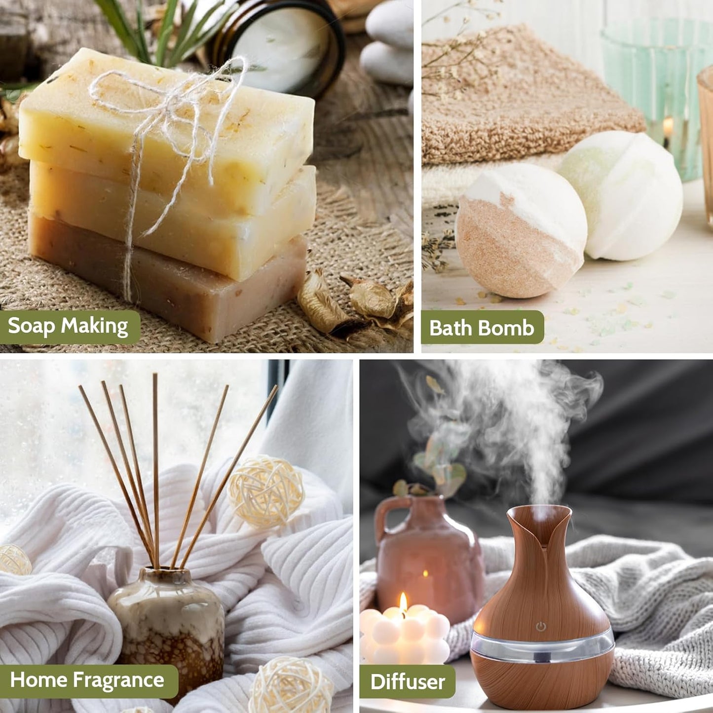 Essential Oil Set -Natural Essential Oils for Diffuser for Home, Top 6 Aromatherapy Diffuser Oils Scents, Candle Making Scents -Peppermint, Lavender, Eucalyptus, Lemongrass, Rosemary, Tea Tree (10ml)