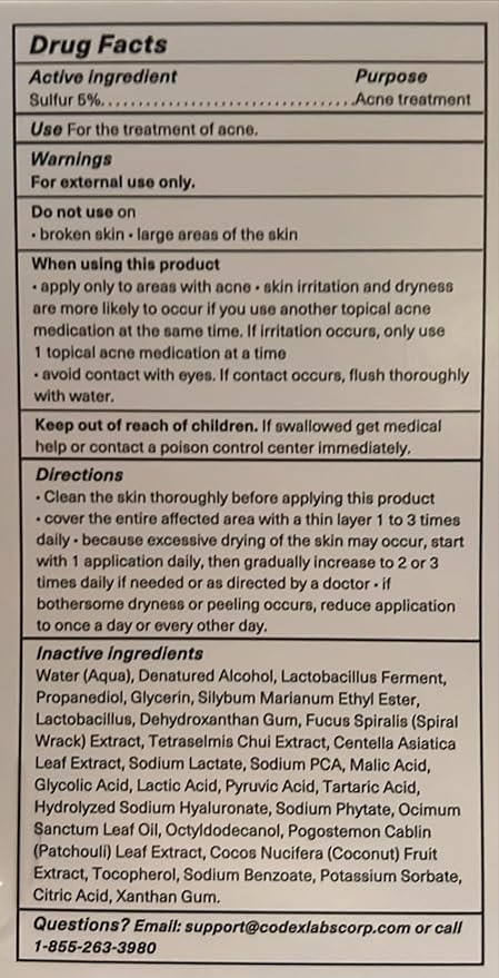 Codex Labs Shaant Spot Hero – Sulfur & Green Tea Gel for Blemish-Prone Skin | Fast-Drying Formula for Clear-Looking Skin | 0.5oz